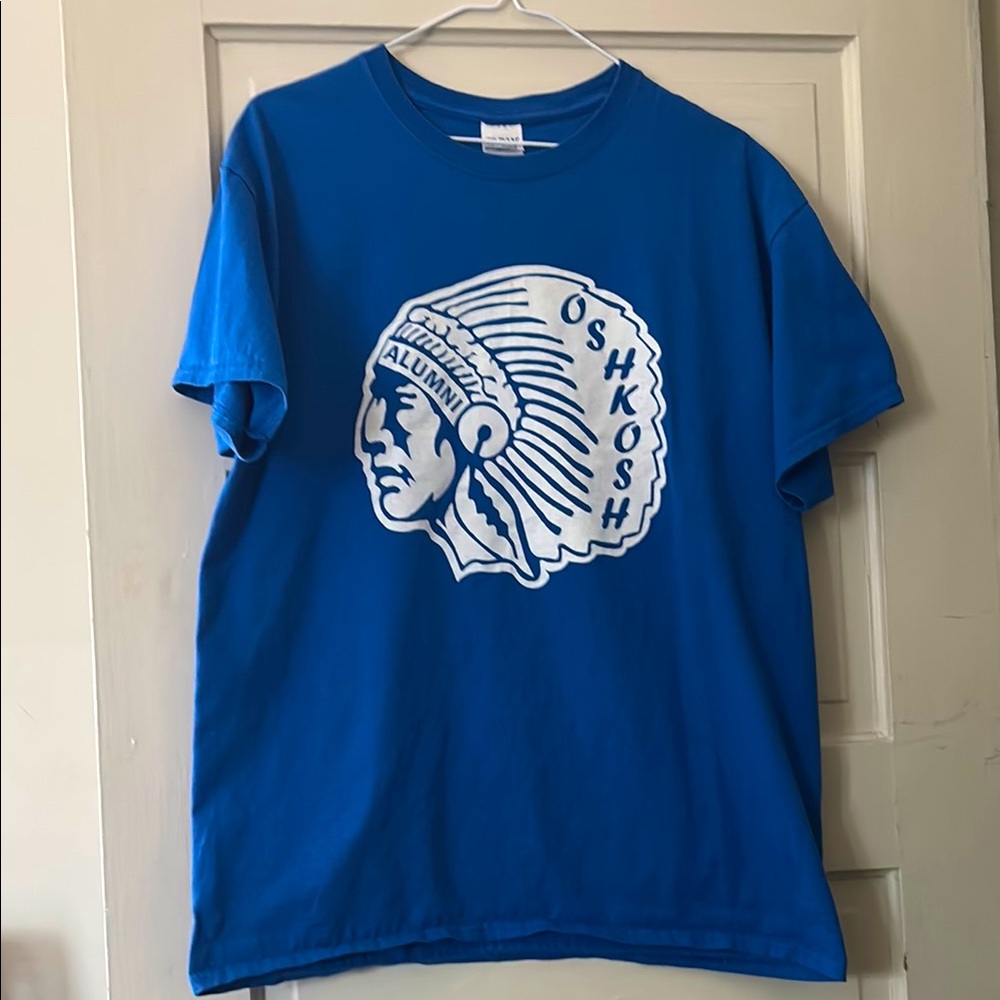Oshkosh West Indians High School Alumni blue t shirt.